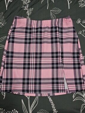 Pink Plaid Mini Skirt